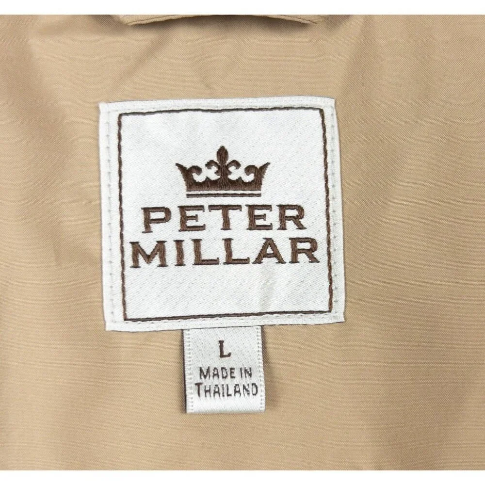 Peter Millar Bomber Jacket Men's Large Full Zip Lined Beige Golf Windbreaker - Picture 2 of 16